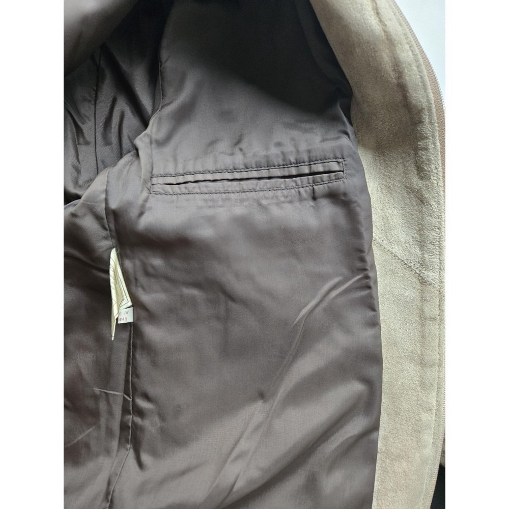 Vintage Beige Suede Bomber Jacket Knit Wool Waist Fall Winter Lakeland Leather - Picture 7 of 12